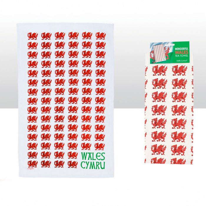 Wales Multi Dragon Tea Towel 0012