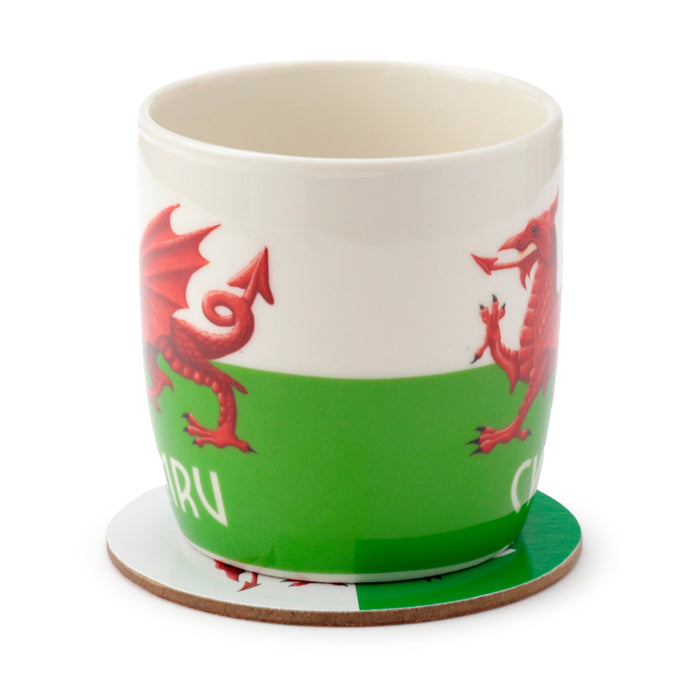 Welsh Dragon Wales (Cymru) Souvenir Porcelain Mug & Coaster Set 006