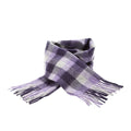 Welsh Woollens 100% Lambswool Scarf Big Check Purple/Oyster