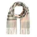 Welsh Woollens 100% Lambswool Scarf Chequer Tartan Light Pink And Grey
