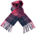Welsh Woollens 100% Lambswool Scarf Multi Windowpane - Navy/Pink
