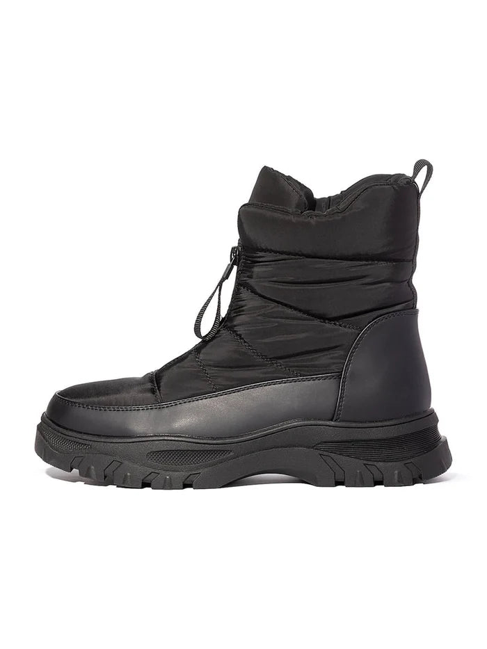 A stylish pair of black winter boots, perfect for cold weather and snowy conditions, designed as waterproof winter footwear.