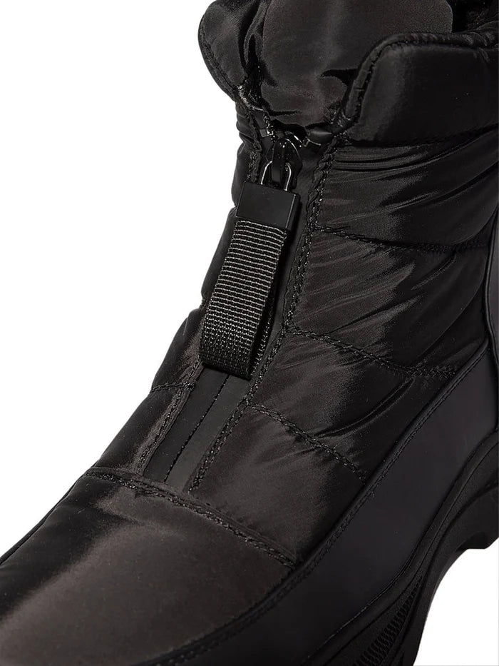 Stylish black winter boots, perfect for cold weather, snow, and wet conditions, offering both warmth and style for the winter season.