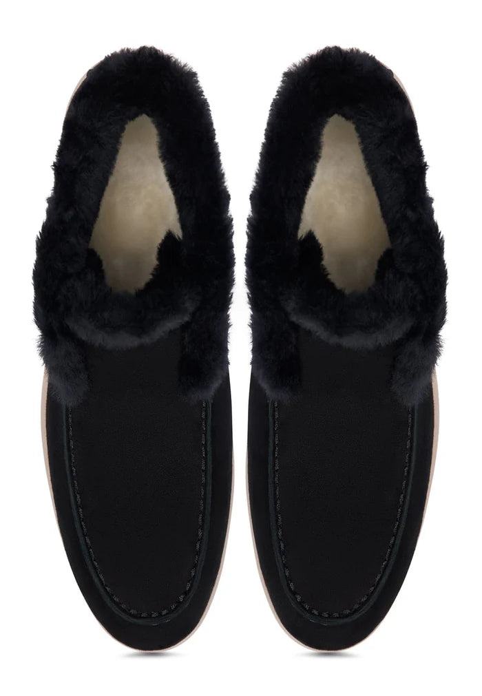 A stylish pair of black Antonia winter ankle boots, perfect for women looking for fashionable and practical winter footwear.