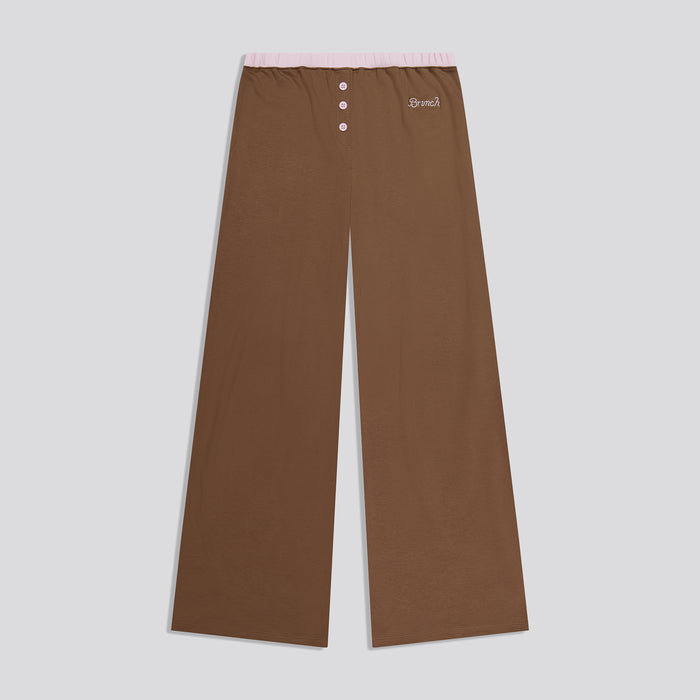Brunch Women's PJ Set in Espresso & Soft Pink pima cotton, product view 5