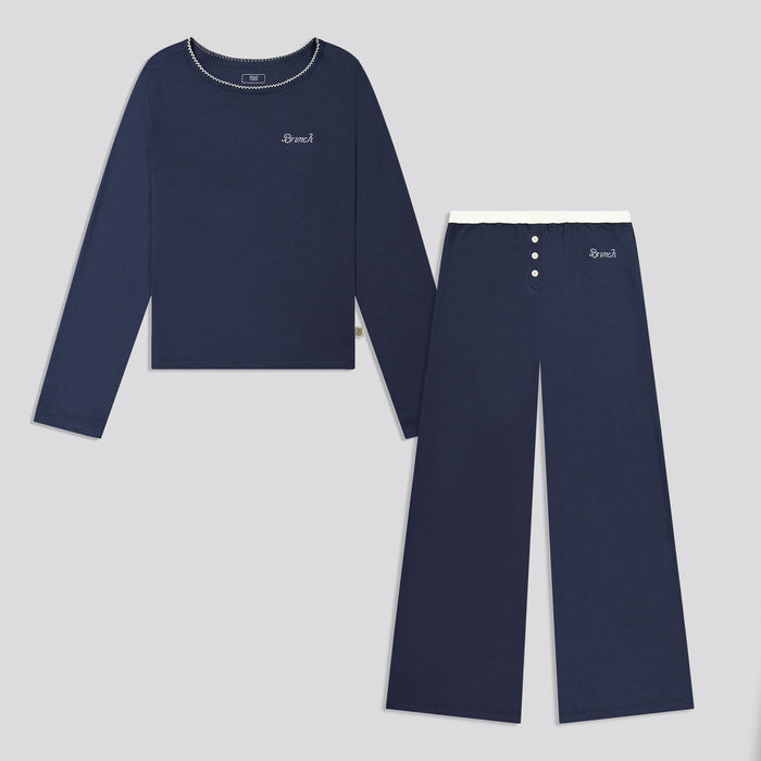Brunch Women's PJ Set in Navy pima cotton, main product image