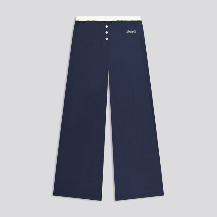 Brunch Women's PJ Set in Navy pima cotton, product view 5