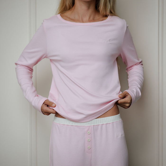 Brunch Women's PJ Set in Soft Pink pima cotton, product view 2