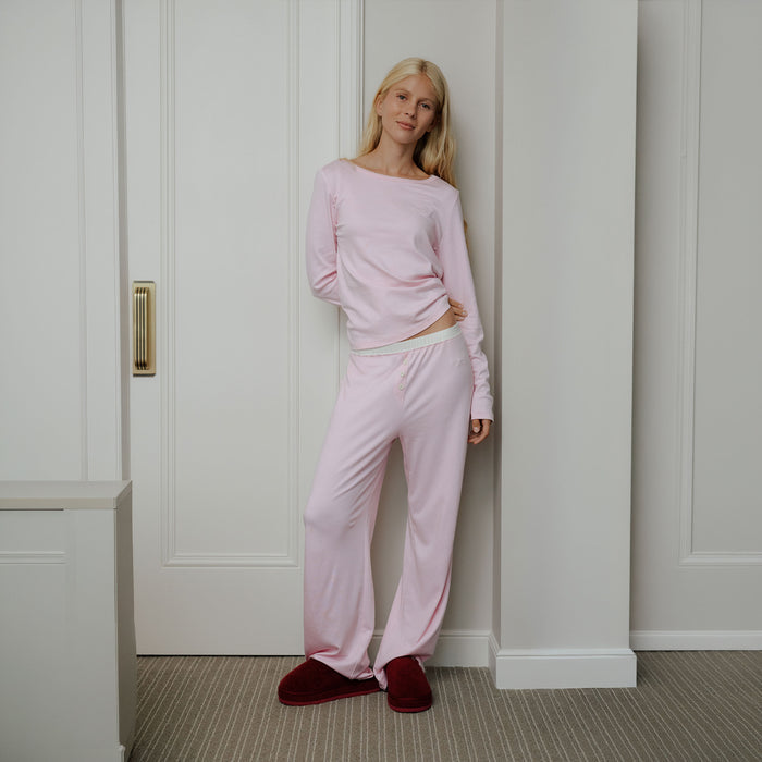 Brunch Women's PJ Set in Soft Pink pima cotton, product view 3
