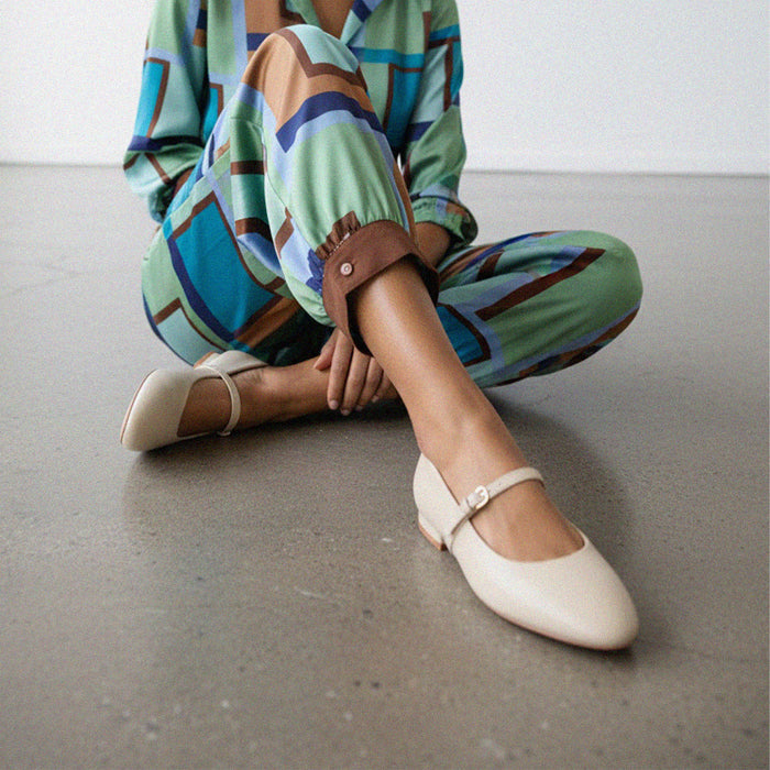 Zoara beige - Leather Mary Jane Ballet pumps