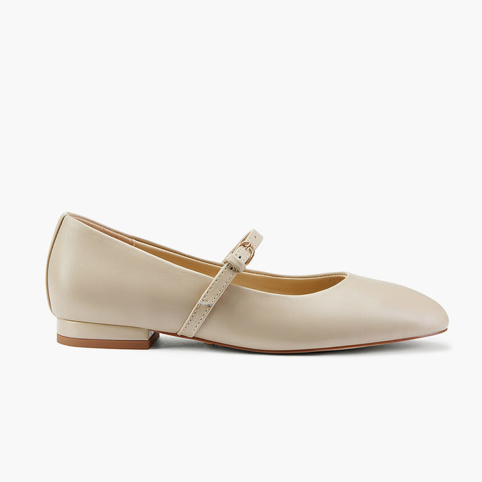 Zoara beige - Leather Mary Jane Ballet pumps