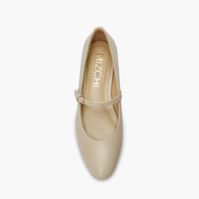 Zoara beige - Leather Mary Jane Ballet pumps