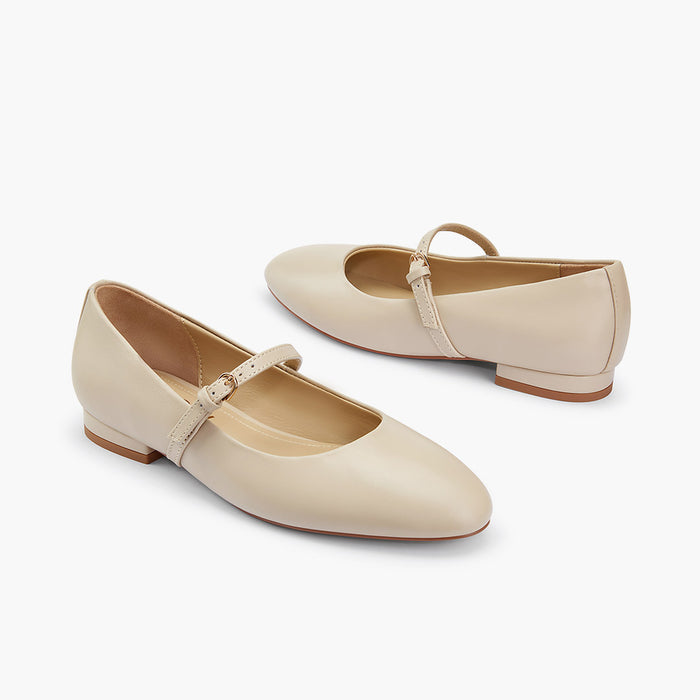 Zoara beige - Leather Mary Jane Ballet pumps