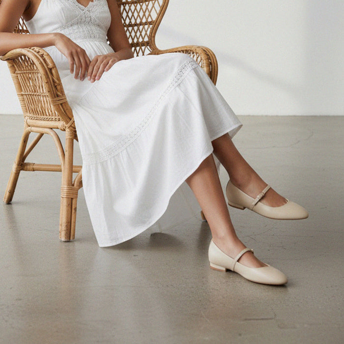Zoara beige - Leather Mary Jane Ballet pumps