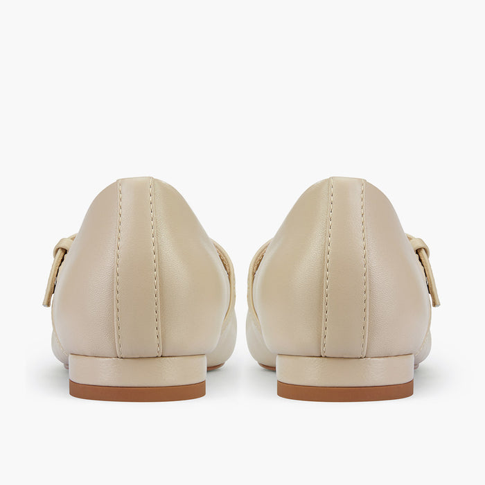 Zoara beige - Leather Mary Jane Ballet pumps
