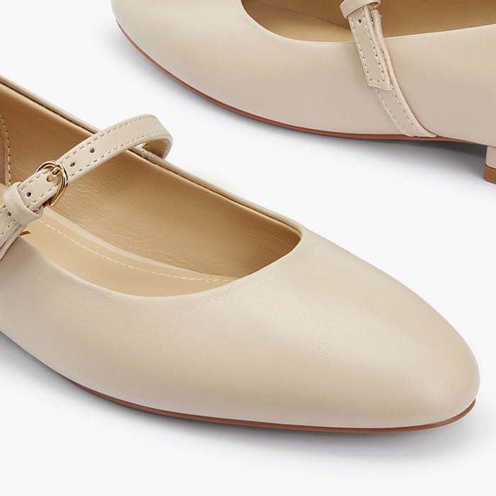 Zoara beige - Leather Mary Jane Ballet pumps