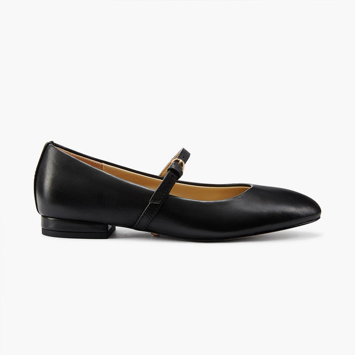 Zoara Black - Leather Mary Jane Ballet pumps