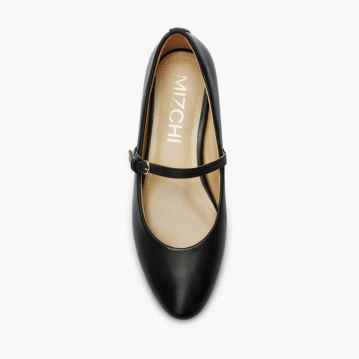Zoara Black - Leather Mary Jane Ballet pumps
