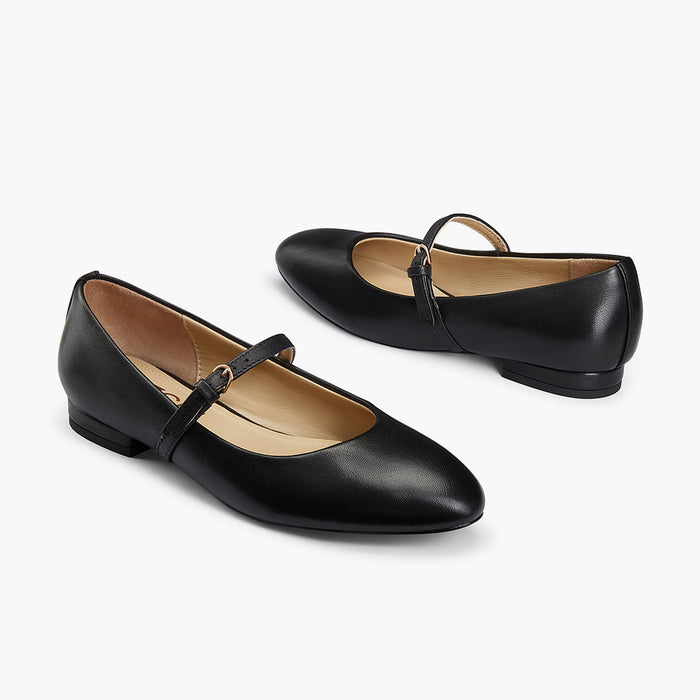 Zoara Black - Leather Mary Jane Ballet pumps