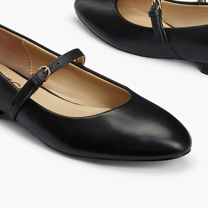 Zoara Black - Leather Mary Jane Ballet pumps