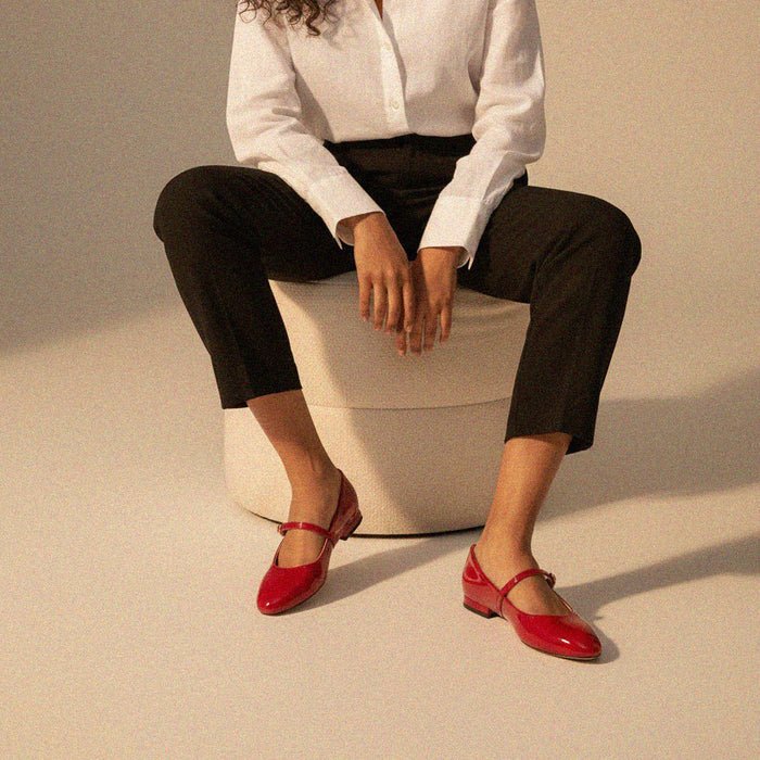 Zoara Red - Leather Mary Jane Ballet pumps