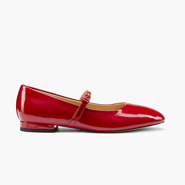 Zoara Red - Leather Mary Jane Ballet pumps