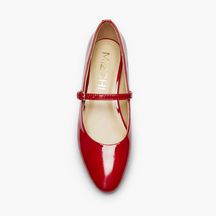 Zoara Red - Leather Mary Jane Ballet pumps