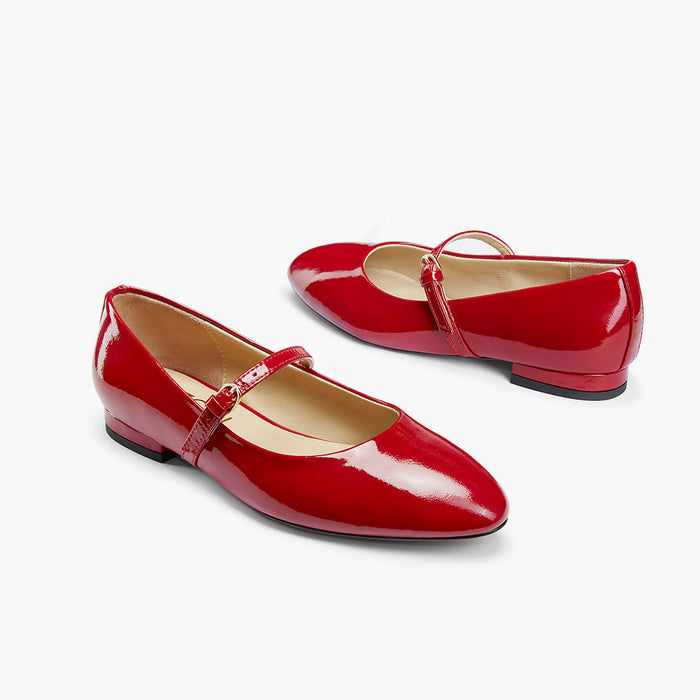 Zoara Red - Leather Mary Jane Ballet pumps