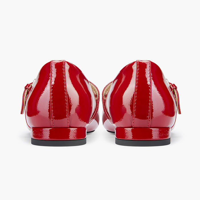 Zoara Red - Leather Mary Jane Ballet pumps