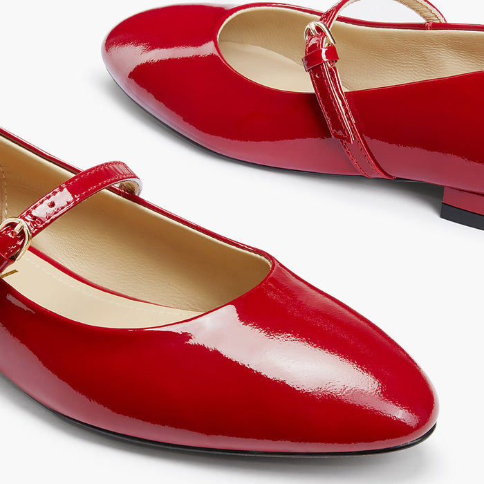 Zoara Red - Leather Mary Jane Ballet pumps